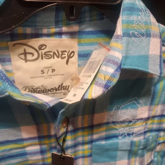 Cakeworthy Disney Alice In Wonderland Blue Flannel Shirt NWT - Picture 3 of 4